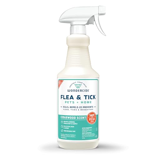 Wondercide - Flea, Tick & Mosquito Spray for Dogs, Cats, and Home - Flea and Tick Killer, Control, Prevention, Treatment - with Natural Essential Oils - Pet and Family Safe - Cedarwood 32 oz