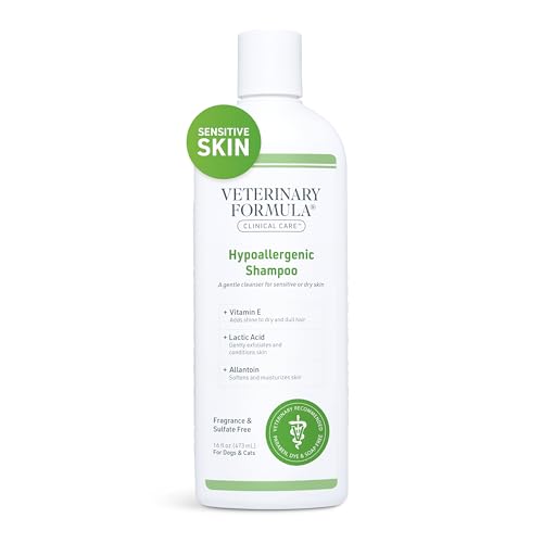 Veterinary Formula Clinical Care Hypoallergenic Shampoo for Dogs and Cats, 16 oz No Harsh Ingredients Fragrance-Free Pet Shampoo for Allergies and Sensitive Skin, Promotes Healthy Skin and Coat