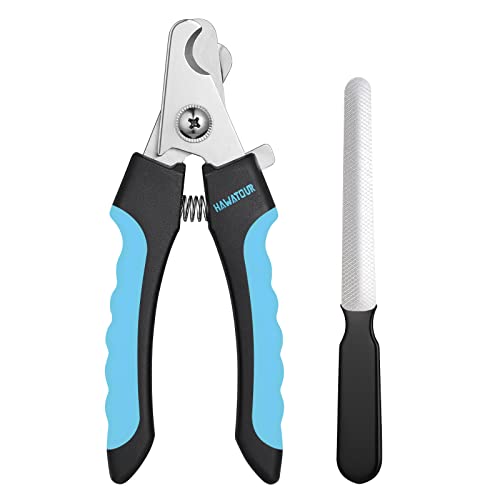HAWATOUR Dog Nail Clippers, Professional Pet Nail Clipper & Trimmers with Safety Guard to Avoid Over Cutting, Grooming Razor with Nail File for Cat Small Medium Large Dog, Blue