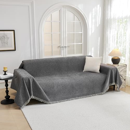 MYSKY HOME Couch Cover for Dogs Washable Couch Covers for 3 Cushion Couch Sofa Super Soft Sofa Slipcover Non Slip Sofa Cover, Chenille Sofa Covers for Dogs, Furniture Protector, 71"x150", Da...