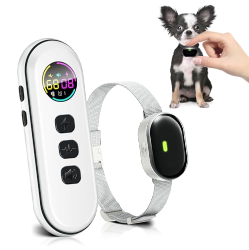 Ultra-Small Dog Shock Collar, Ultra-Light & Thin Dog Training Collar with 1300ft Remote, Tailored for Small Dogs 5-15lbs & Medium Dogs, 198-Level Precise Control, Waterproof, Rechargeable (Whi...