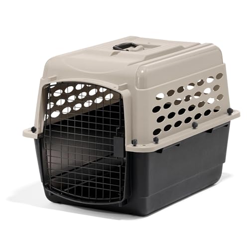 Petmate Vari Dog Kennel - Portable Dog Carriers & Crates for Medium Dogs, Airline-Friendly, Durable Plastic, Pet Carrier For Home and Travel, 28 Inches, Taupe and Black