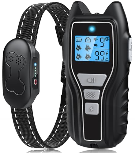 Dog Shock Collar with Remote Control Rechargeable Dog Training Collar, IPX7 Waterproof E Collar for Dogs with 4 Safe Modes Flashlight Beep Vibration Shock Ideal for All Dog Sizes (8-150lbs)