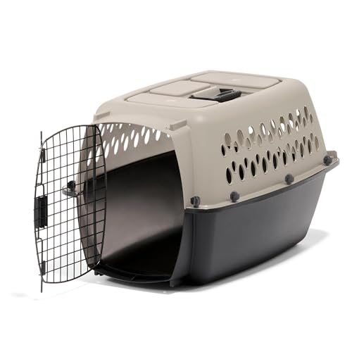 Petmate Vari Dog Kennel - Portable Dog Carriers & Crates for Small Dogs, Airline-Friendly, Durable Plastic, Pet Carrier For Home and Travel, 24 Inches, Taupe and Black
