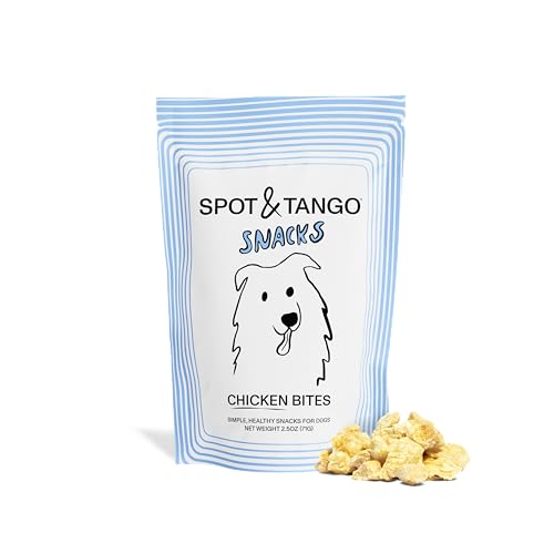 Spot & Tango Chicken Bites Dog Treats - Single Ingredient, 100% Chicken Breast - Freeze-Dried Treats - Grain & Gluten-Free - USA-Made - for Small, Medium, and Large Dogs