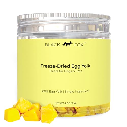 BLACK FOX Freeze-Dried Chicken Egg Yolk Dog Treats | Topper | Cat Treats | 4oz Single Ingredient, Raw, Healthy, All Natural, Human Grade, Digestion & Hairball Control