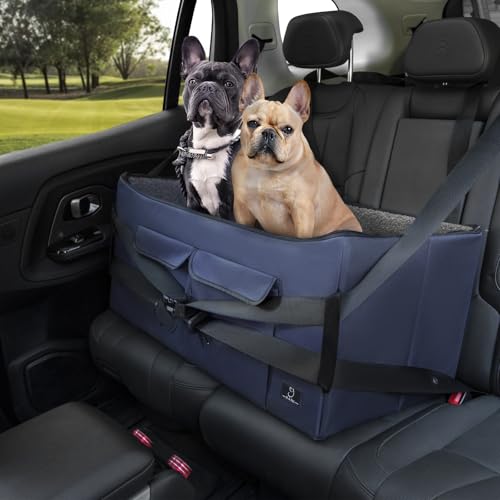 A4Pet Dog Car Seat Medium Sized Dog - Large Dog Car Seat, Up to 55 lbs, Washable Cover, Safety Leashes, Storage Pockets - Foldable & Portable