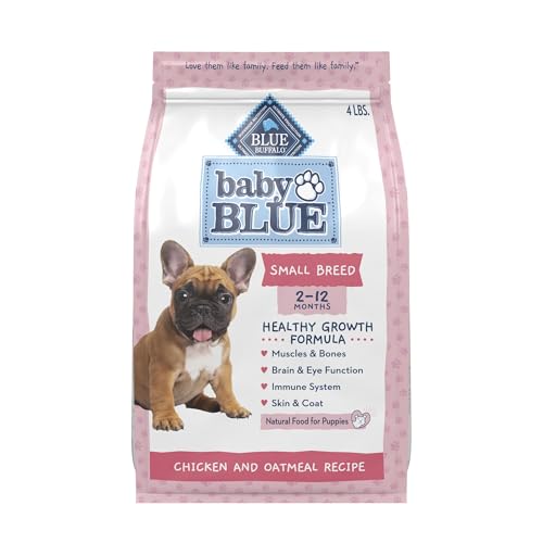 Blue Buffalo Baby BLUE Natural Small Breed Puppy Dry Dog Food, Healthy Growth Formula with DHA, Chicken and Oatmeal Recipe, 4-lb. Bag