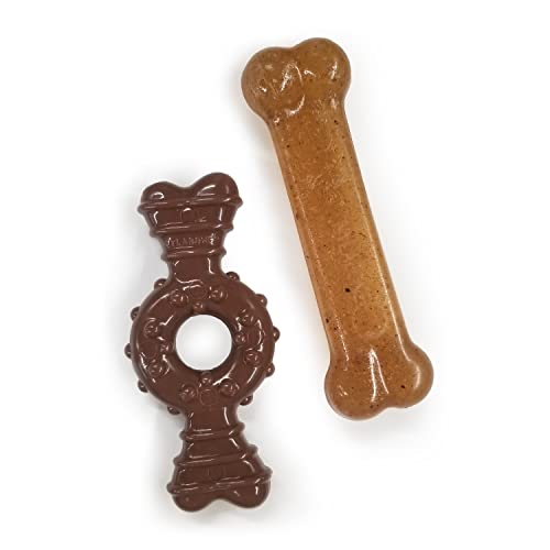 Nylabone Ring Bone Chew Toy for Puppies, Puppy Teething Toys, Chicken Flavor, Chicken Flavor, X-Small - Up to 15 lbs, 2 Pack