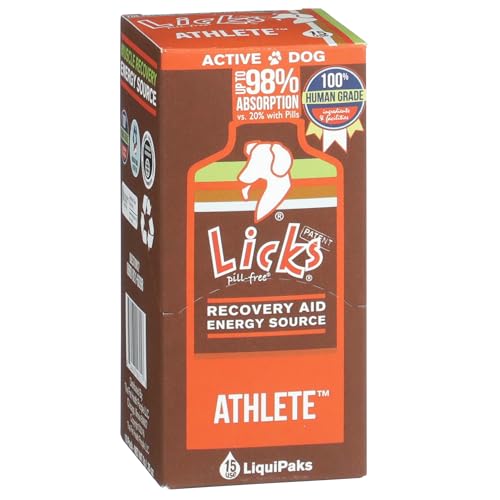 Dog Athlete - Supplement for High Activity Dogs - Glucosamine for Dogs, Omega 3 Fish Oil, and Pyridoxine- LiquiPaks - 15 Use