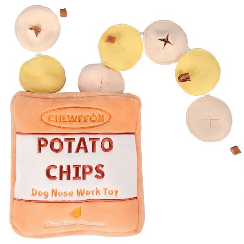 CHEWFFON Dog Enrichment Puzzle Toys, Interactive Snuffle Crinkle Treat Toy for Boredom and Mental Stimulating, Nose Work Potato Chips Dog Toy for Small, Medium and Large Dogs