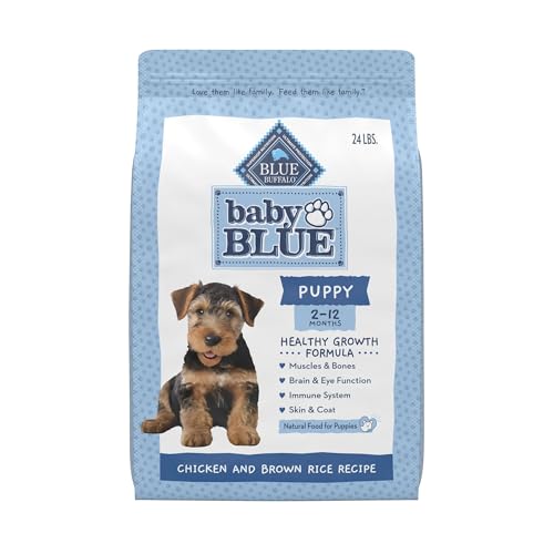 Blue Buffalo Baby Blue Natural Dry Food for Puppies, Healthy Growth Formula with DHA, Savory Chicken Recipe, 24-lb. Bag