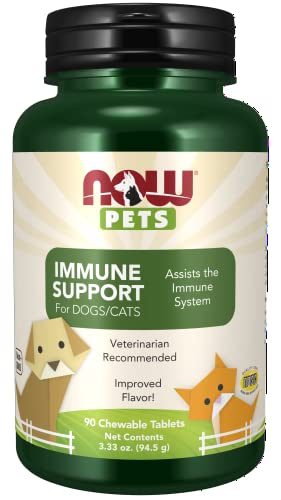 NOW Foods Pet Health, Immune Support Supplement, Formulated for Cats & Dogs, NASC Certified, 90 Chewable Tablets