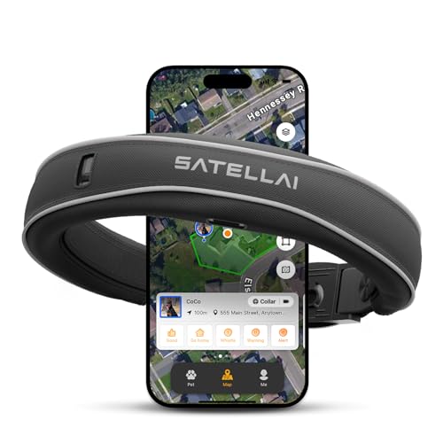 SATELLAI GPS Dog Collar World's First GPS Wireless Dog Fence Collar with AI Analysis, Precise Positioning, Invisible Dog Fence, 5-Day Battery, and IP68 Waterproof, for Medium & Large Dogs, Gr...