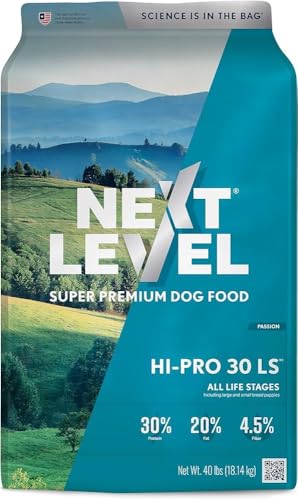 Next Level Super Premium Dog Food HI-PRO 30 LS Dry Kibble for Dogs for All Life Stages All Breeds 30% Protein, Gluten Free Grains - High Energy and Active Dogs & Puppies (15 Pound)