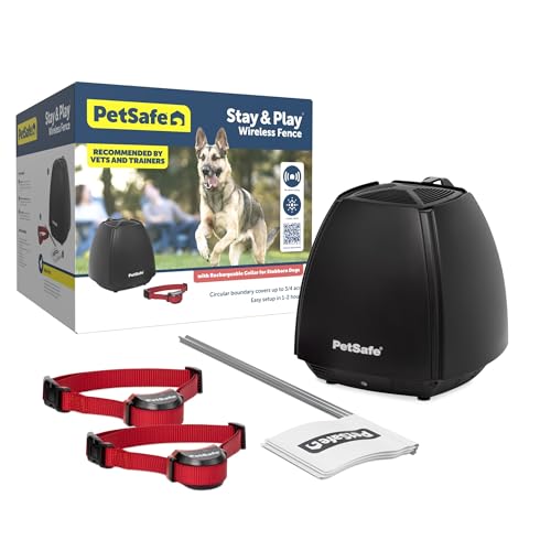 PetSafe Stay & Play Wireless 2-Dog Fence for Stubborn Dogs No Wire Covers 3/4-Acre Yard for Pets 5 lb. and Up Portable from The Parent Company of Invisible Fence Brand