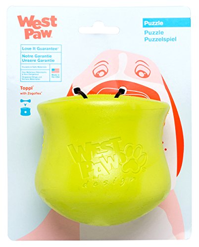 WEST PAW Zogoflex Toppl Interactive Treat Dispensing Dog Puzzle Play Toy, 100% Guaranteed Tough, It Floats!, Made in USA, Large, Granny Smith