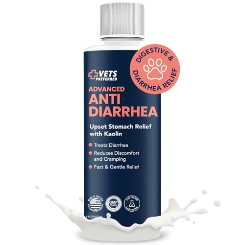 Vets Preferred Anti Diarrhea Liquid for Dogs - Dog Diarrhea Relief with Kaolin (8 oz.) | Once Every 12 Hours for Dog Diarrhea & Dog Gas Relief