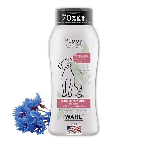 Wahl USA Gentle Puppy Shampoo for Pets Cornflower & Aloe for Grooming Dirty Dogs - 24 Oz - Model 820002A