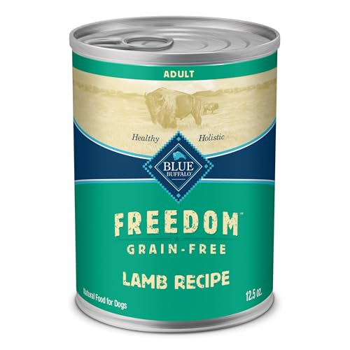 Blue Buffalo Freedom Grain-Free Wet Dog Food, Free of Glutens & Artificial Preservatives, Made with Natural Ingredients, Lamb Recipe, 12.5-oz. Cans (12 Count)