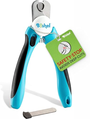 BOSHEL Dog Nail Clippers - Dog Nail Trimmers for Large Dog with Quick Sensor - Pet Nail Clippers for Dogs - Heavy Duty Pet Nail Trimmer with Safety Guard and Dog Nail File for Safe at Home Grooming