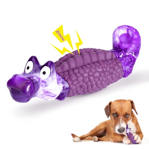 HGB Tough Dog Chew Toys for Aggressive Chewers, Squeaky Indestructible Dog Toy to Keep Them Busy & Reduce Boredom for Medium, Large Breed, Bacon Flavor