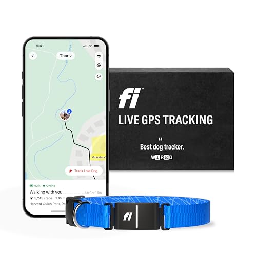 Fi Series 3 Smart Dog Collar - GPS Dog Tracker and Activity & Health Monitor, Waterproof, LED Light, Escape Alerts, Nationwide Coverage [Free 1 Year Membership] (Blue, Small)