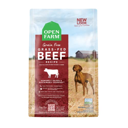 Open Farm Grass-Fed Beef Grain-Free Dry Dog Food, 100% Humanely Raised Wagyu Recipe with Non-GMO Superfoods and No Artificial Flavors or Preservatives, 11 lbs