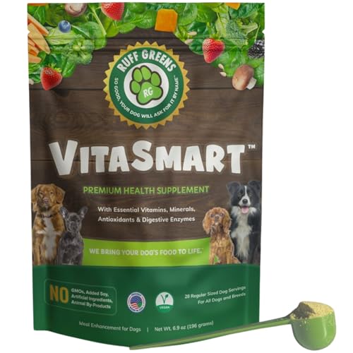 Ruff Greens - Dog Food Topper, Hip & Joint Supplement for Dogs - Probiotics Digestive Enzymes Powder for Mobility Support, Essential Vitamins & Minerals, 6.9 Ounce