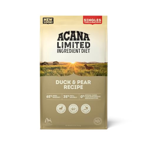 ACANA Singles Limited Ingredient Dry Dog Food, Duck & Pear Recipe, Single Protein Source Dog Food Kibble, 22.5lb