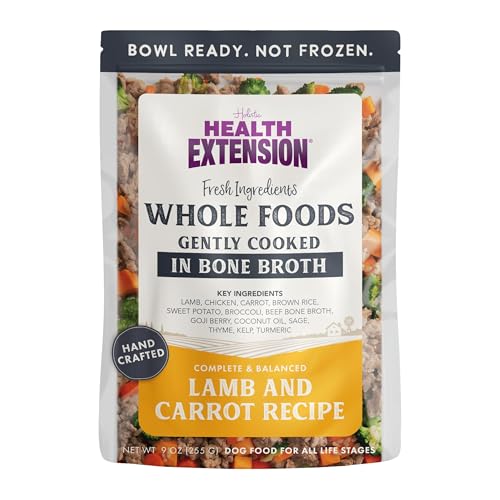 Health Extension Gently Cooked Fresh Lamb & Carrot Dog Food, (9 oz, 255 g) Bowl Ready with Bone Broth, Omega-3s & Superfoods for All Life Stages