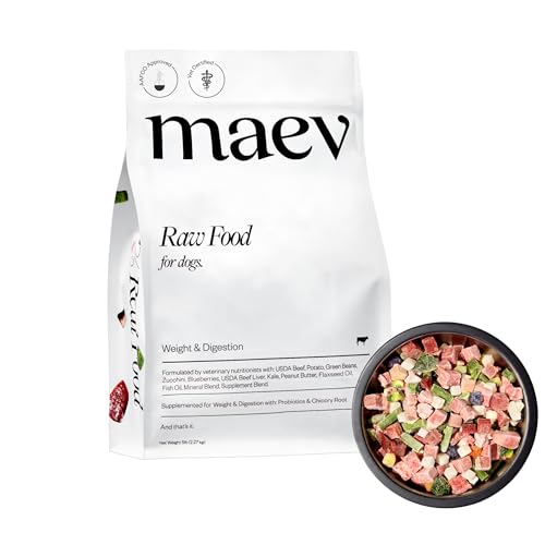 Maev Raw Dog Food, Better Than Freeze Dried Dog Food, Flash Frozen with Lean Beef Protein, Vitamin-Rich Organ Meat in Every Serving, Weight and Digestion Formulation, Adult Dogs, 10 Pounds