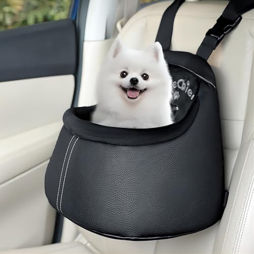 Ablechien Dog Car Seat for Small Dogs, Portable Dog Booster Seat with Durable Belt and Buckles, Soft Pet Booster Seats, Suitable for Small Pets Under 6 lbs (3kg), Black
