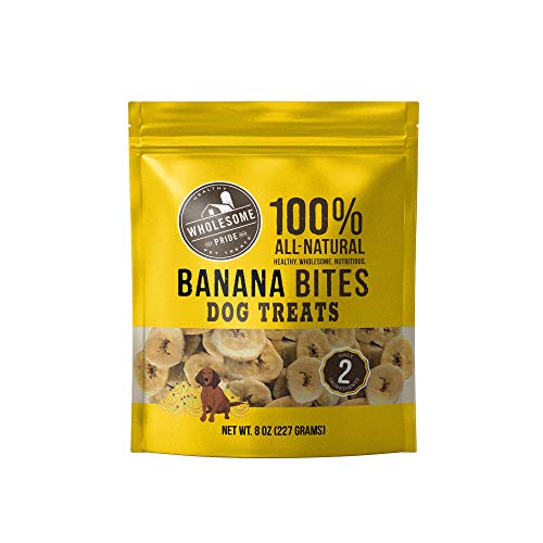 Wholesome Pride Banana Bites Dog Treats, 8 oz All Natural Healthy Vegan, Gluten and Grain-Free Dog Snacks