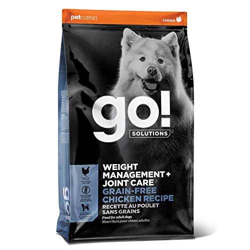 Go! Solutions Weight Management + Joint Care, Grain-Free Dry Dog Food, Chicken Adult and Senior Recipe, 22 lb Bag
