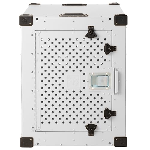 Impact Indestructible High Anxiety Crate for Intermediate Dogs - Heavy Duty Escape Proof Indoor Dog Kennel with Powder-Coated Aluminum - Ideal for Escape Artists (White, 34" (34.5" L x 23&am...
