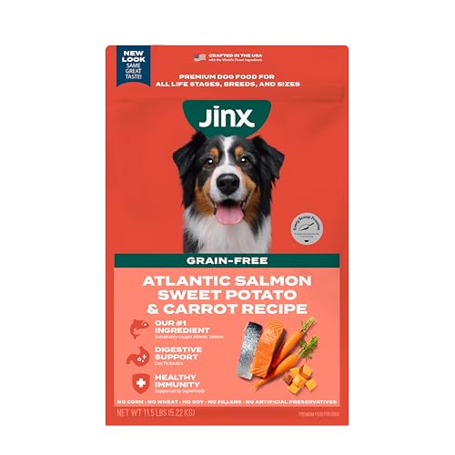 Jinx Premium Grain-Free Dry Dog Food, for All Lifestages - Real Salmon, Sweet Potato & Carrot Kibble with Superfoods for Immune Support & Probiotics for Digestive Support - No Fillers - 11.5lb