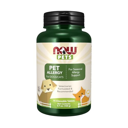 NOW Foods Pet Health, Pet Allergy Supplement, Formulated for Cats & Dogs, NASC Certified, 75 Chewable Tablets