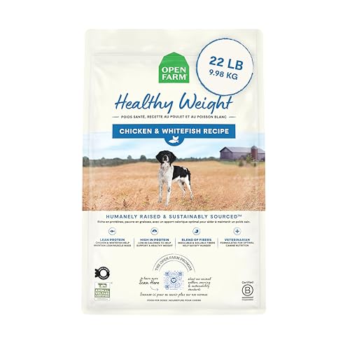 Open Farm, Healthy Weight Dog Food, Veterinarian Formulated High-Protein & Low-Calorie Dry Dog Food for Weight Management, Supports Metabolism & Mobility, Chicken & Whitefish Recipe, 22lb ...