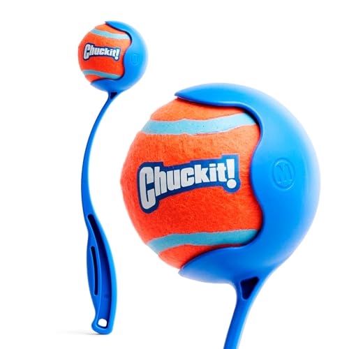 Chuckit! Sport 12M Dog Ball Launcher - Includes a 2.5-inch Diameter Medium Ball for Dogs 20-60 Pounds - Manual Tennis Ball Thrower With a Slim Ergonomic Handle - 12-inch Length Chucker