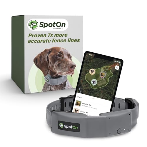 SpotOn Longer Battery Life, GPS Dog Fence, App Based Wireless Dog Fence Collar, Waterproof, Accurate & Reliable GPS Dog Fence System, Virtual Dog GPS Tracker for All Terrain Large/All Carriers
