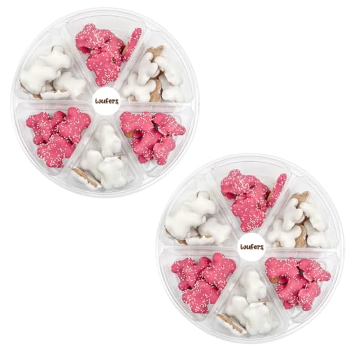 Wufers White and Raspberry Endless Bones - Set of 2 | Dog Treats for Small Dogs and Large Dogs | Iced Dog Bone Biscuits Handmade and Hand-Decorated with Locally Sourced Ingredients