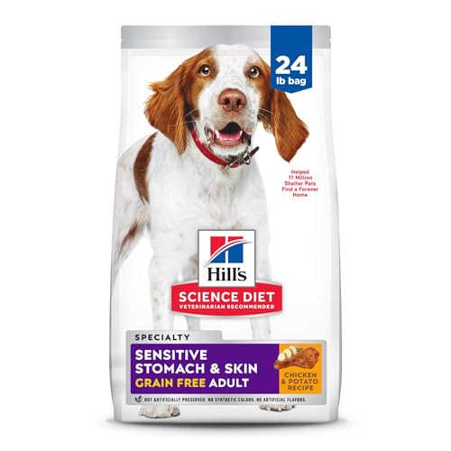 Hill's Science Diet Sensitive Stomach & Skin, Adult 1-6, Stomach & Skin Sensitivity Support, Dry Dog Food, Grain Free Chicken & Potato, 24 lb Bag