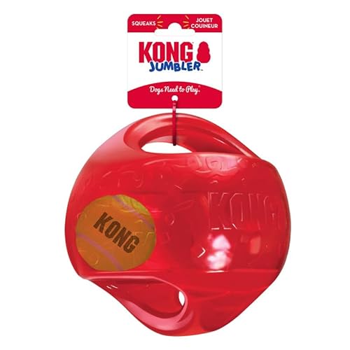 KONG Jumbler Ball - Interactive Dog Toy for Dog & Puppy Playtime - Fetch Toy with Tennis Ball - Dog Supplies for Engaging Play (Large/Extra Large)