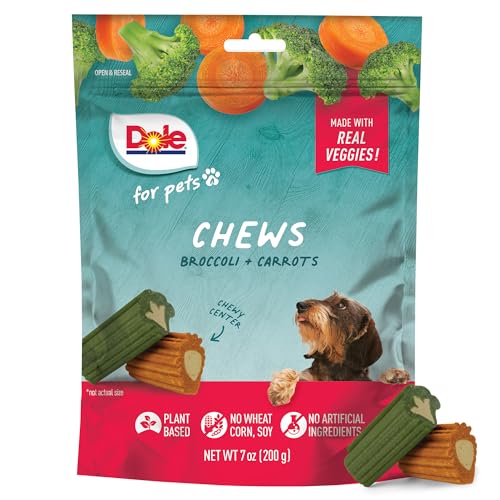 Dole for Pets Freshly Fetched Dog Chews, Assorted Broccoli & Carrot Flavor Dog Treats, 7oz | Flavored with Real Veggies, No Wheat, Corn, Soy, Artificial Flavors, Colors, or Preservatives