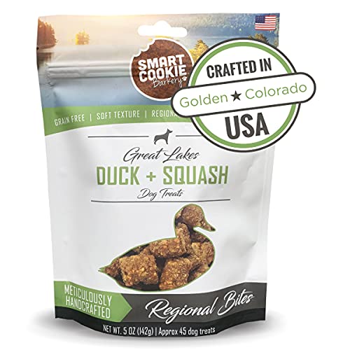 Smart Cookie All Natural Soft Dog Treats - Duck & Squash - Training Treats for Dogs with Allergies or Sensitive Stomachs - Grain Free Dog Treats, Chewy, Human-Grade, Made in USA - 5oz Bag