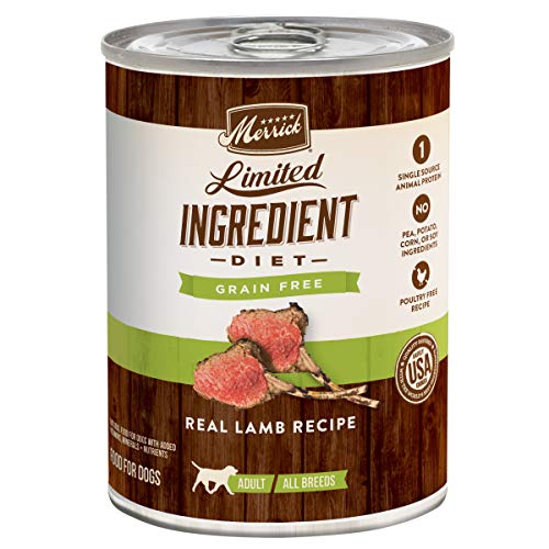 Merrick Limited Ingredient Diet Premium Grain Free Wet Dog Food, Healthy And Natural Canned Dog Food With Lamb - (Pack of 12) 12.7 oz. Cans
