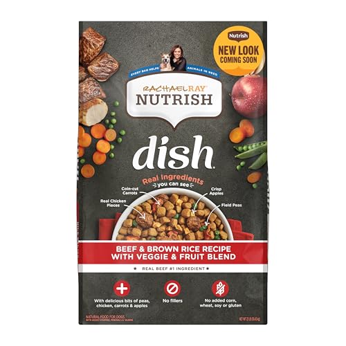 Rachael Ray Nutrish Dish Premium Natural Dry Dog Food with Added Vitamins, Minerals & Taurine, Beef & Brown Rice Recipe with Veggies, Fruit & Chicken, 23 Pound Bag