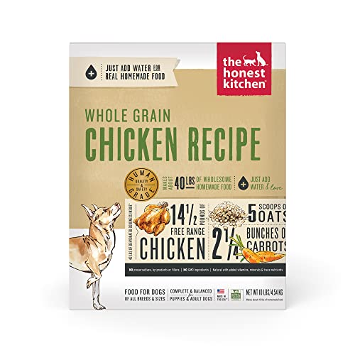 The Honest Kitchen Human Grade Dehydrated Whole Grain Dog Food Complete Meal or Topper Chicken 10 lb (makes 40 lbs)