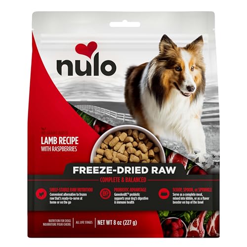 Nulo Freeze-Dried Raw Lamb Recipe with Raspberries Complete and Balanced Dry Dog Food Kibble, 8 Ounce Bag